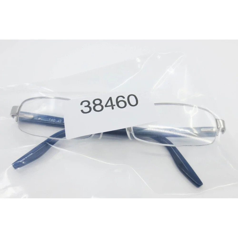 Armani Exchange AX 104 6LB Silver Blue Rectangular Semi Rimless Eyeglasses 52-19